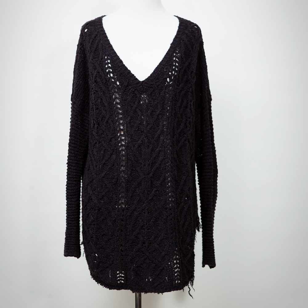 Boho black knit tunic sweater by Free People